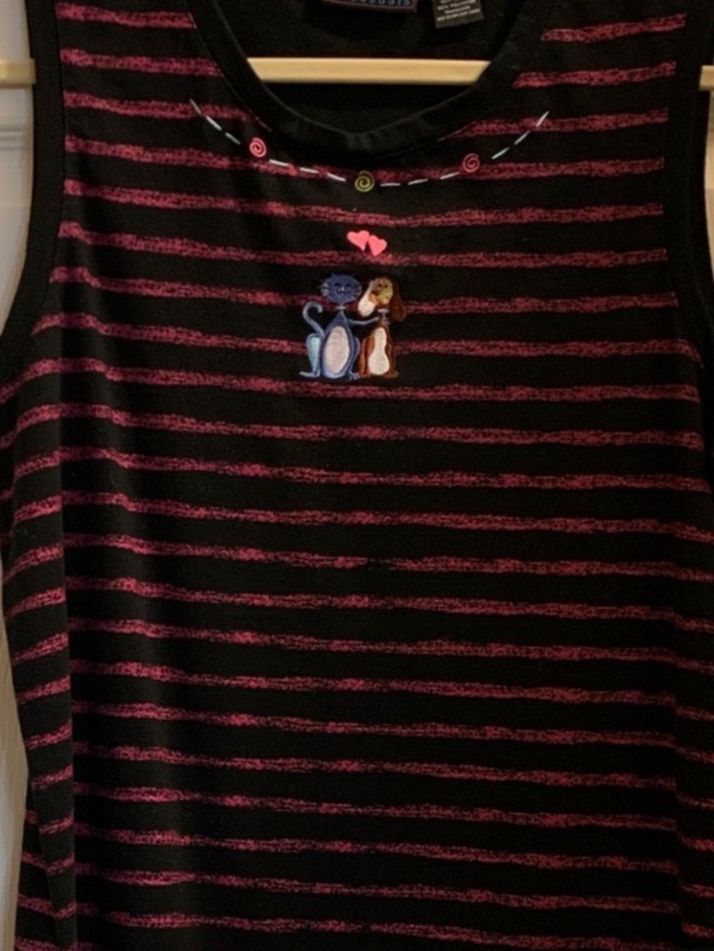 Disney Casuals Black and Pink Striped Cardigan with sleeveless blouse!